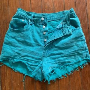 Teal High Waisted Jean Shorts